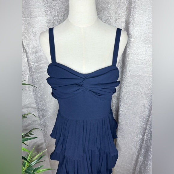 NWT Gianni Bini Danica Tiered Ruffle Sweetheart Dress in Navy Sz 8 - Picture 3 of 14
